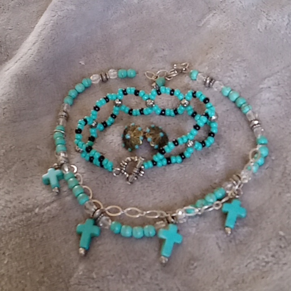 Turquoise set,earrings bracelet and necklace
